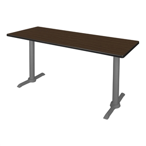 Regency Cain 60 x 24&quot Steel T-Base Training Seminar Table- Neo Walnut/ Grey Base