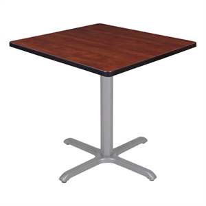 Regency Cain 30&quot Small Square X-Base Breakroom Table- Cherry Top/Grey Legs