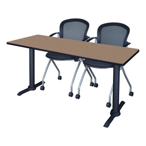 Regency Cain 60 x 24&quot T-Base  Seminar Table-Noble Oak/2 Cadence Nesting Chairs