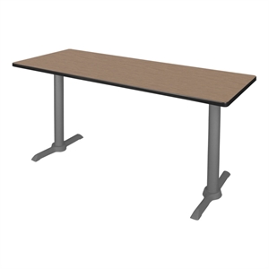 Regency Cain 60 x 24&quot Steel T-Base Training Seminar Table- Noble Oak/ Grey Base