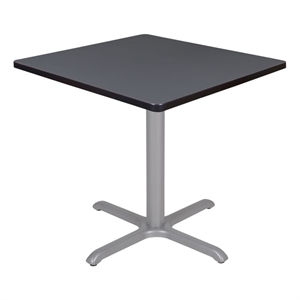 Regency Cain 30&quot Small Square X-Base Breakroom Table- Grey Top/Grey Legs