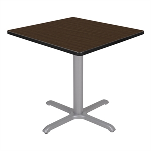Regency Cain Small 30&quot Square X-Base Breakroom Table- Neo Walnut Top/Grey Legs