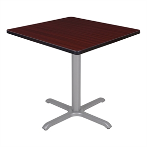 Regency Cain 30&quot Small Square X-Base Breakroom Table- Mahogany Top/Grey Legs
