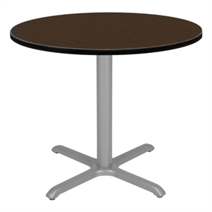 Regency Cain 30&quot Small Round X-Base Breakroom Table- Neo Walnut Top/Grey Legs