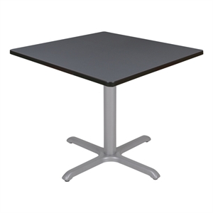 Regency Cain 36&quot Medium Square X-Base Breakroom Table- Grey Top/Grey Legs