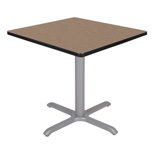 Regency Cain Small 30&quot Square X-Base Breakroom Table- Noble Oak Top/Grey Legs