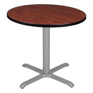 Regency Cain 30&quot Small Round X-Base Breakroom Table- Cherry Top/Grey Legs