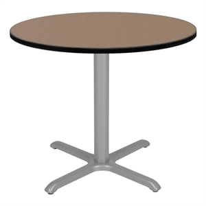 Regency Cain 30&quot Small Round X-Base Breakroom Table- Noble Oak Top/Grey Legs