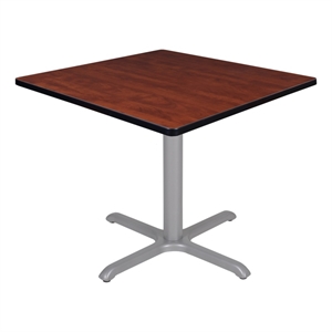 Regency Cain 36&quot Medium Square X-Base Breakroom Table- Cherry Top/Grey Legs