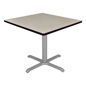 Regency Cain 42&quot Medium Square X-Base Breakroom Table- Maple Top/Grey Legs
