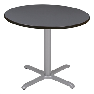 Regency Cain 36&quot Medium Round X-Base Breakroom Table- Grey Top/Grey Legs