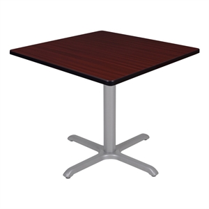 Regency Cain 42&quot Medium Square X-Base Breakroom Table- Mahogany Top/Grey Legs