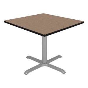 Regency Cain Large 42&quot Square X-Base Breakroom Table- Noble Oak Top/Grey Legs