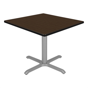Regency Cain Large 42&quot Square X-Base Breakroom Table- Neo Walnut Top/Grey Legs