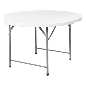 Regency Trestle 4 ft Round Folding Table Heavy-Duty Steel Frame  48&quot - White