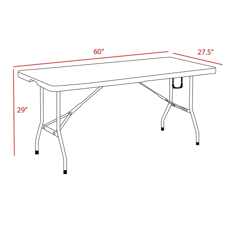 Regency Trestle 5 ft Folding Table Heavy-Duty Steel Frame  60x29x29 - White