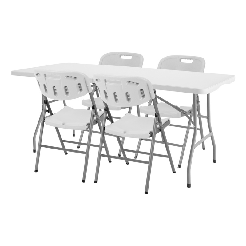 Regency Trestle 5 ft Folding Table and 4 Chairs Set - 60