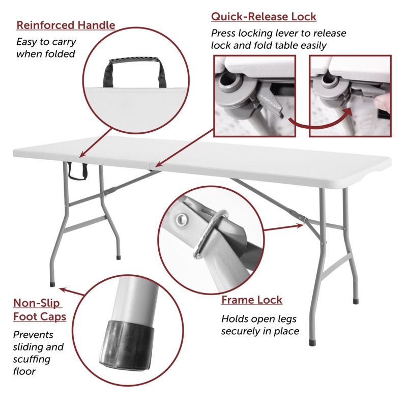 Regency Trestle 6 ft Folding Table Heavy-Duty Steel Frame 72x29 in - White