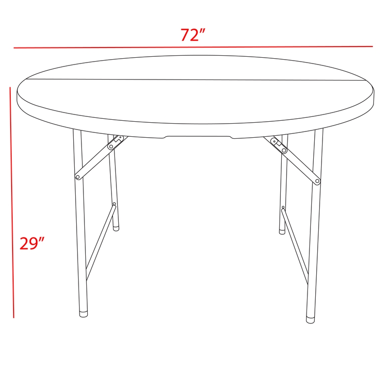 Regency Trestle 6 ft Round Folding Table Heavy-Duty Steel Frame 72