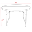 Regency Trestle 6 ft Round Folding Table Heavy-Duty Steel Frame 72