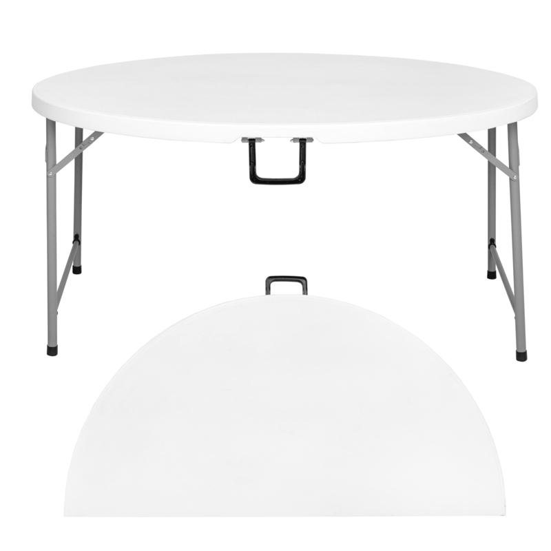 Regency Trestle 6 ft Round Folding Table and 6 Chairs Set - 72