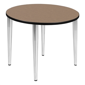 Regency Kahlo 36&quot Round Breakroom Table- Noble Oak Top/Chrome Tapered Legs