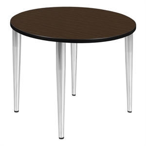 Regency Kahlo 42&quot Round Breakroom Table- Neo Walnut Top/Chrome Tapered Legs
