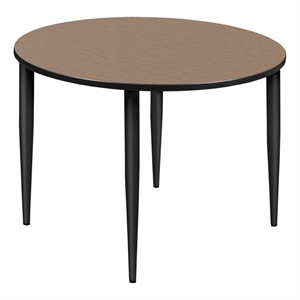 Regency Kahlo 48&quot Round Breakroom Table- Noble Oak Top/Black Tapered Legs
