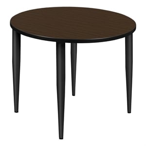 Regency Kahlo 36&quot Round Breakroom Table- Neo Walnut Top/Black Tapered Legs