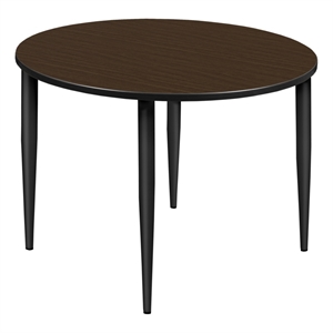 Regency Kahlo 48&quot Round Breakroom Table- Neo Walnut Top/Black Tapered Legs