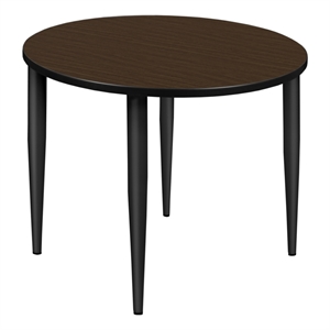Regency Kahlo 42&quot Round Breakroom Table- Neo Walnut Top/Black Tapered Legs