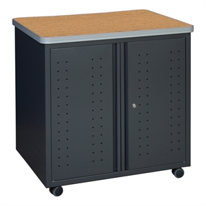 Regency Mesa Steel Mobile Locking 2-Door Storage Cabinet 30&quotX 23.25&quot -Medium Oak