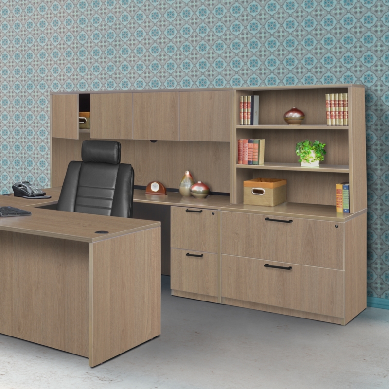 Regency Legacy Lateral File with Open Hutch- Noble Oak