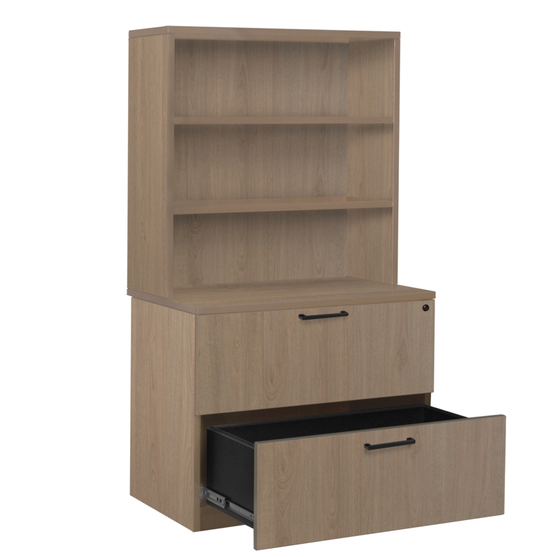 Regency Legacy Lateral File with Open Hutch- Noble Oak