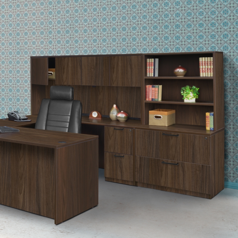 Regency Legacy Lateral File with Open Hutch- Neo Walnut