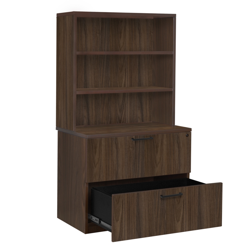 Regency Legacy Lateral File with Open Hutch- Neo Walnut