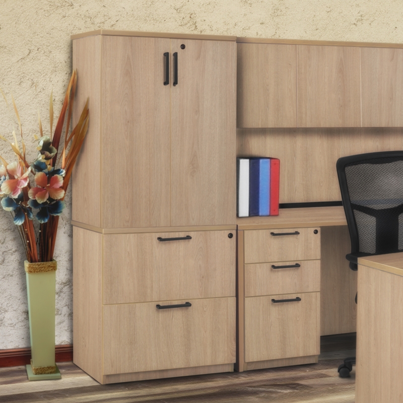Regency Legacy Lateral File with Stackable Storage Cabinet- Noble Oak