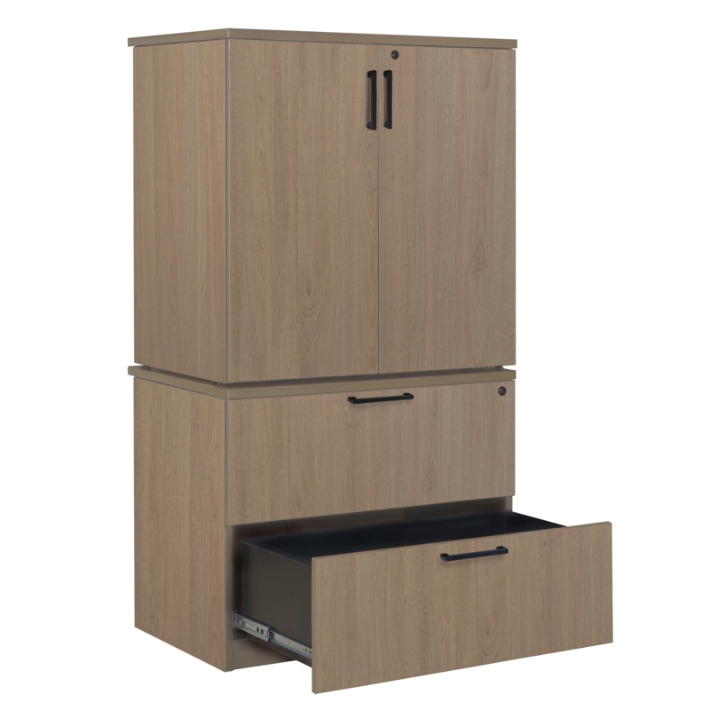 Regency Legacy Lateral File with Stackable Storage Cabinet- Noble Oak