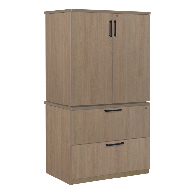 Regency Legacy Lateral File with Stackable Storage Cabinet- Noble Oak