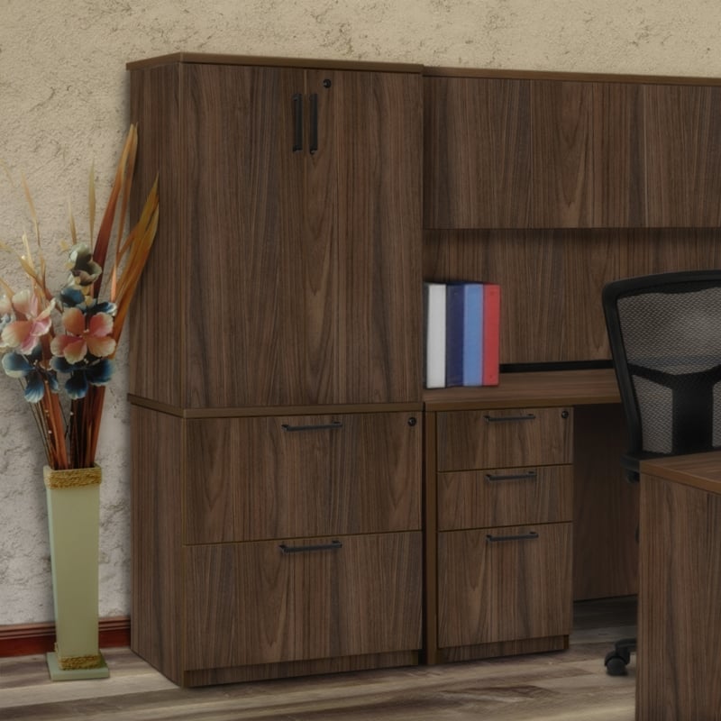 Regency Legacy Lateral File with Stackable Storage Cabinet- Neo Walnut