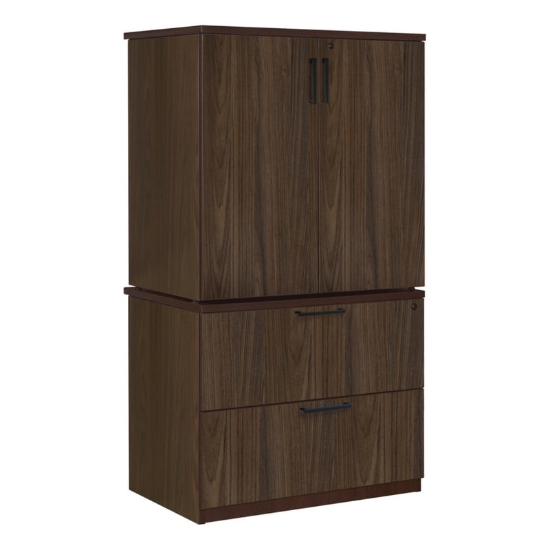 Regency Legacy Lateral File with Stackable Storage Cabinet- Neo Walnut