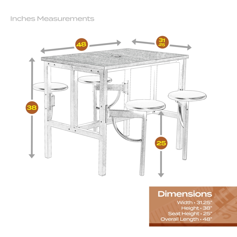 Regency Endure Collaborative Table/Chair Set with 4 Stools/Walnut Top