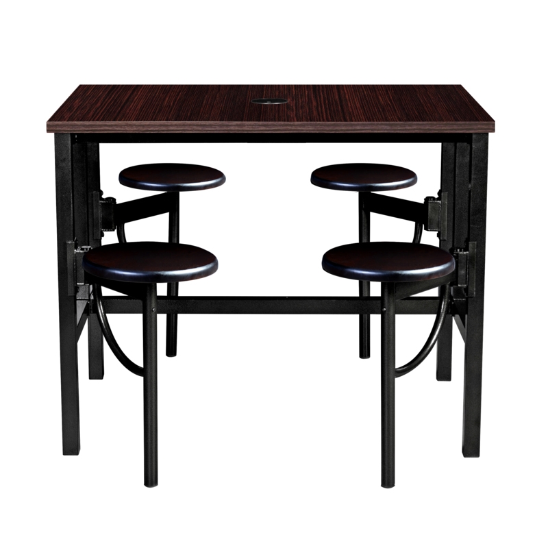 Regency Endure Collaborative Table/Chair Set w/ 4 Stools/Walnut Wood Seats