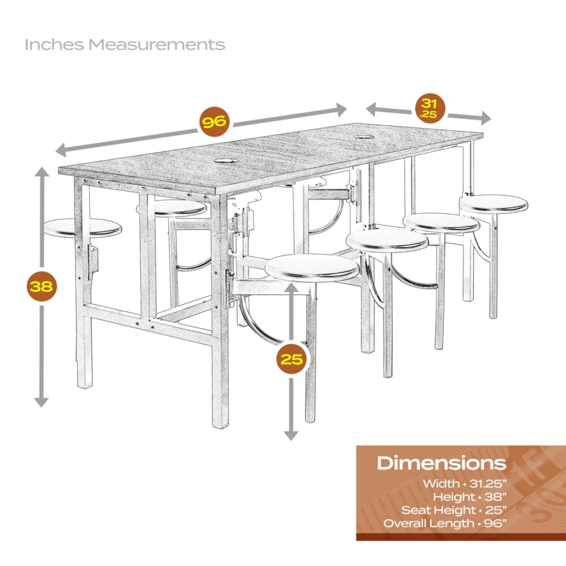 Regency Endure Collaborative Table/Chair Set with 8 Stools/Walnut Top