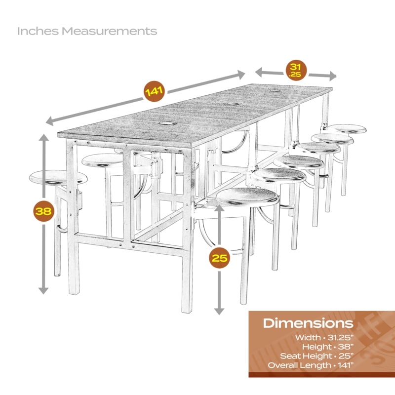Regency Endure Collaborative Table/Chair Set with 12 Stools/Walnut Top
