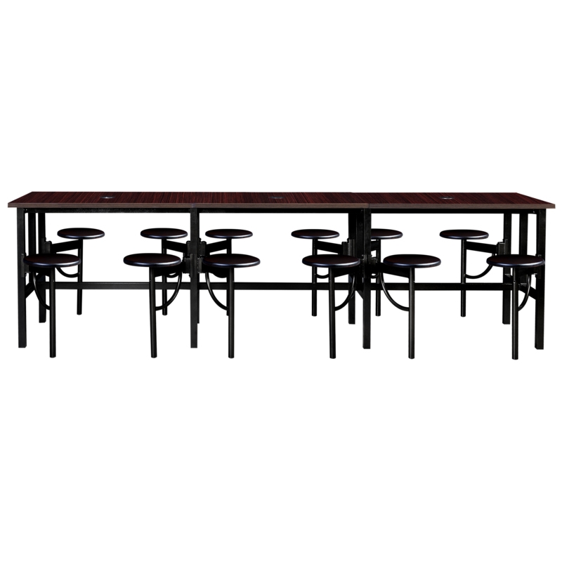 Regency Endure Collaborative Table/Chair Set with 12 Stools/Walnut Wood Seats
