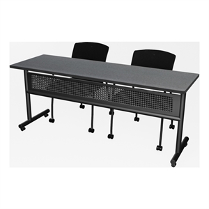 Regency Kobe 72 x 24&quot Flip-Top  Nesting Table - Grey/2 Knight Mesh Chairs