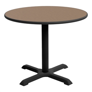 Regency Cain Small 30&quot Round X-Base Breakroom Table- Noble Oak