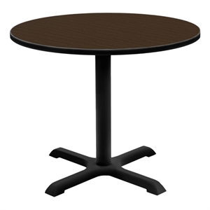Regency Cain Small 30&quot Round X-Base Breakroom Table- Neo Walnut
