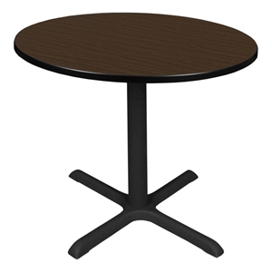 Regency Cain Large 42&quot Round X-Base Breakroom Table- Neo Walnut